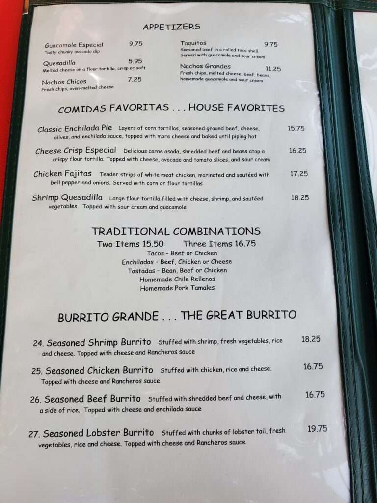 Hernandez Hideaway Restaurant menu 2