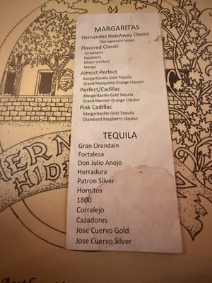 Hernandez Hideaway Restaurant menu 1